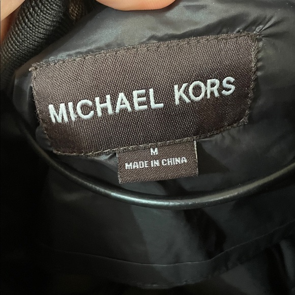 Michael Kors Men's Charcoal Puffer Jacket medium herringbone water fowl feather - Picture 5 of 10
